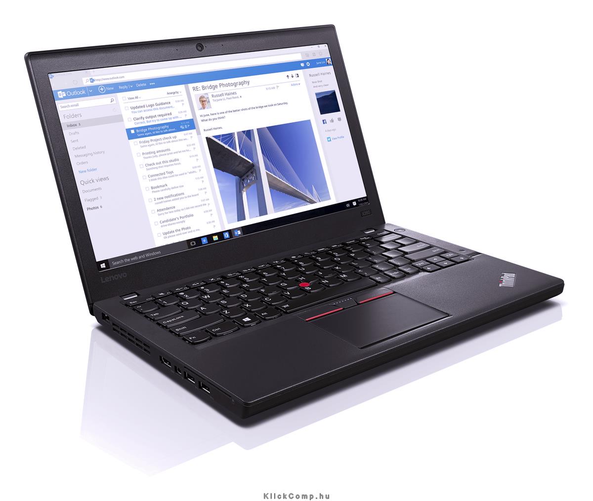LENOVO ThinkPad X260 laptop 12,5  i5-6200U 8GB 256GB SSD Win10Pro fotó, illusztráció : 20F6009QHV