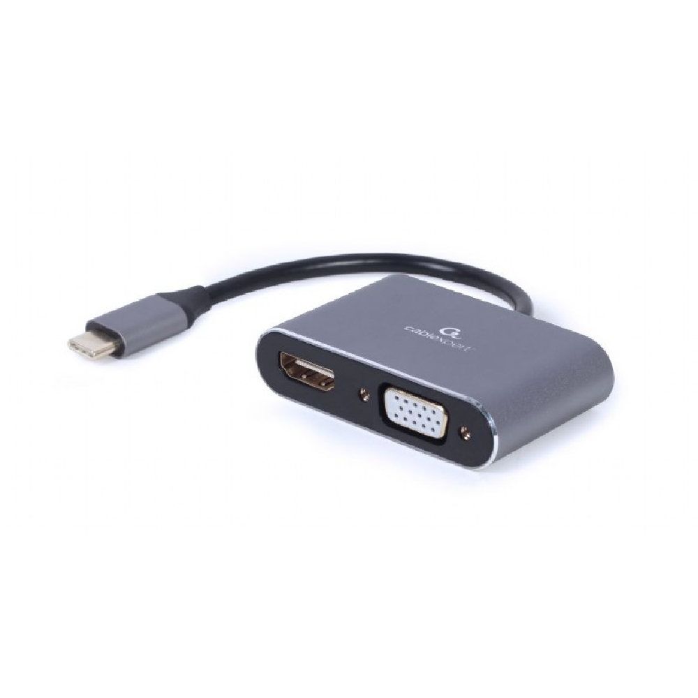 Adapter USB Type-C to HDMI + VGA display Gembird fotó, illusztráció : A-USB3C-HDMIVGA-01