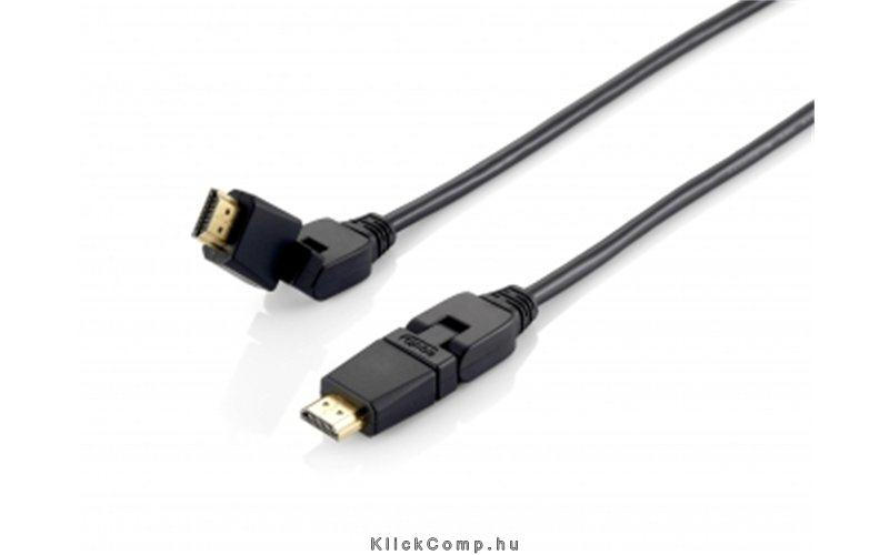 HDMI kábel 1.4 apa/apa, aranyozott, 1m, forgatható csatlakozókkal Delock fotó, illusztráció : EQUIP-119361
