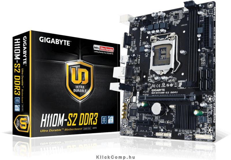 Alaplap H110 LGA1151 mATX Gigabyte H110M-S2 DDR3 Intel fotó, illusztráció : GA-H110M-S2-DDR3