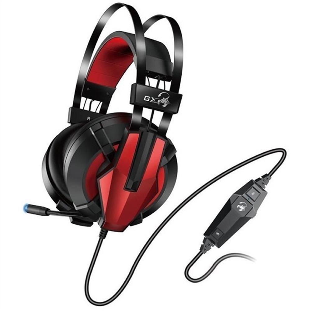Fejhallgató USB Genius HS-G710V fekete-piros gamer mikrofonos headset fotó, illusztráció : GENIUS-31710014400