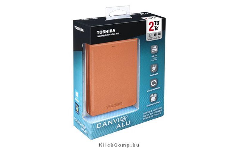 1TB Külső HDD 2,5  USB3.0 Toshiba Canvio Alu Vörös aluminium, metál fényű fotó, illusztráció : HDTH310ER3AA