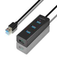 USB Hub 4 port USB3.0 gyorstltssel 1,2m kbel fekete AXAGON HUE-S2BL