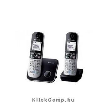 Panasonic DECT telefon DUO kihangosítható hívóazonosítós fekete, fehér háttérvi fotó, illusztráció : KX-TG6812PDB
