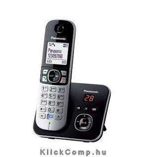 Panasonic DECT telefon kihang. üzenetrögzítős hívóazonosítós fekete, fehér hátt fotó, illusztráció : KX-TG6821PDB