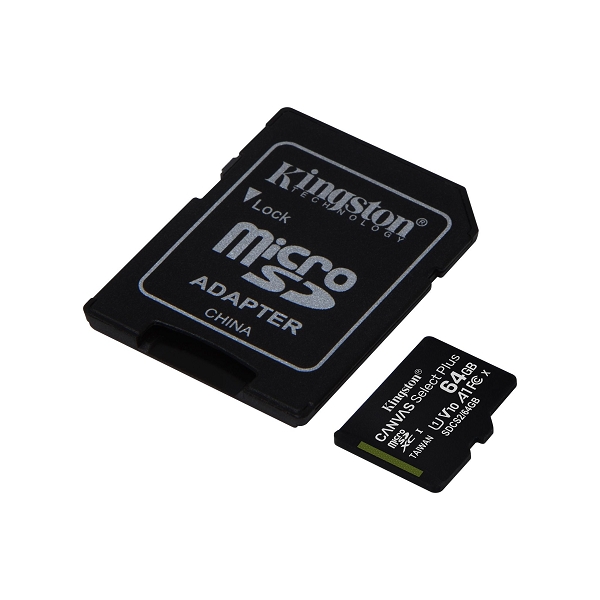 64GB Memória-kártya SD micro Kingston Canvas Select Plus adapterrel fotó, illusztráció : SDCS2_64GB