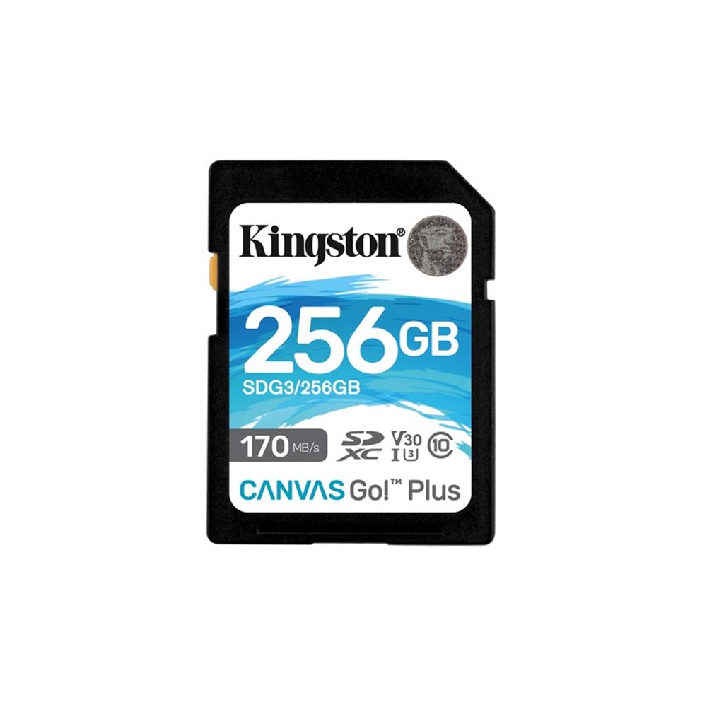 Memória-kártya 256GB SD SDXC Class 10 UHS-I U3 Kingston Canvas Go Plus SDG3/256 fotó, illusztráció : SDG3_256GB