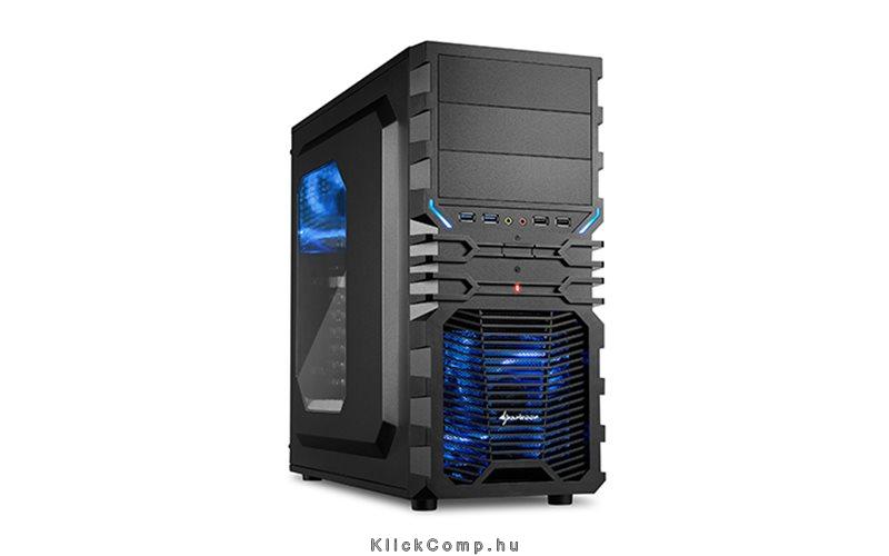 Számítógépház ATX mATX mITX 2x120mm LED 2xUSB3.0 I/O SHARKOON VG4-W Blue fekete fotó, illusztráció : SHARK-4044951016228