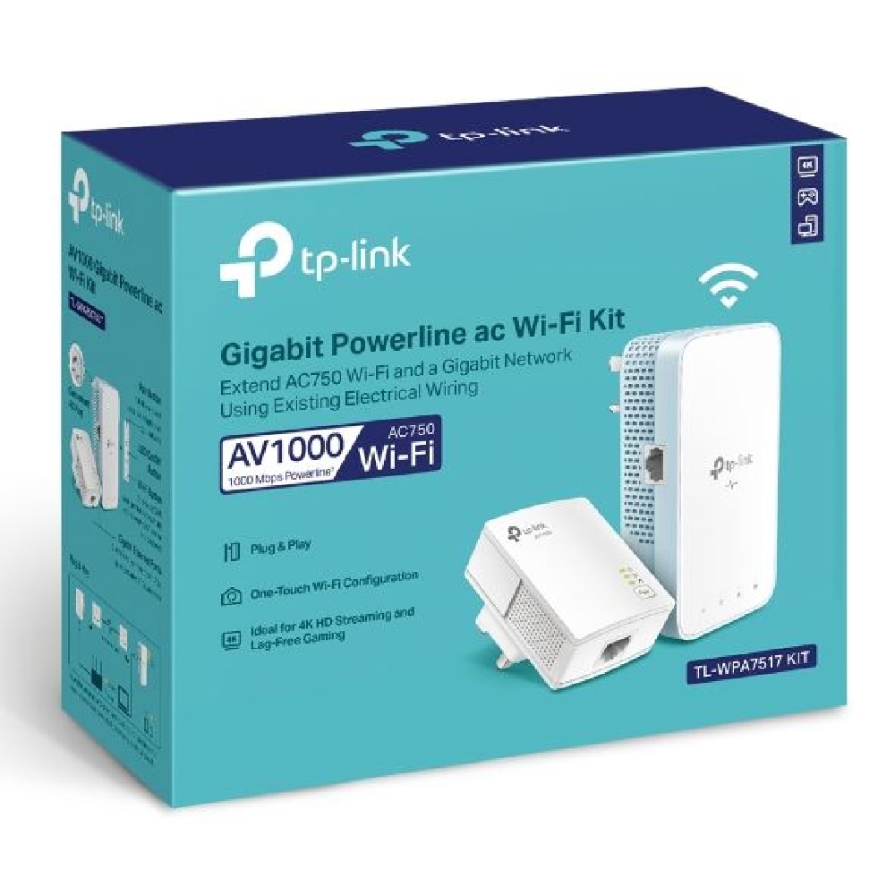 WiFi Powerline ac Wi-Fi Kit TP-LINK TL-WPA7517-KIT AV1000 Gigabit fotó, illusztráció : TL-WPA7517-KIT