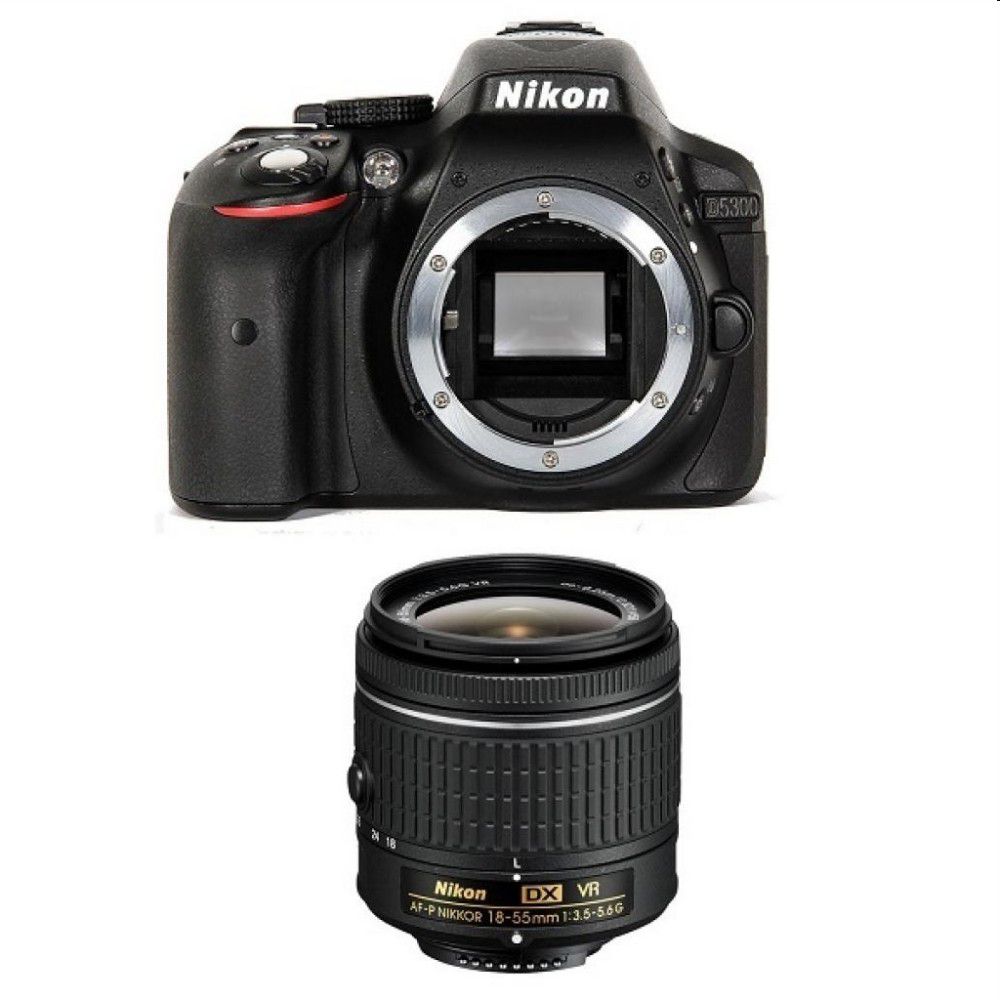 Nikon D5300 + 18-55VR Fekete digitális tükörreflexes fényképezőgép fotó, illusztráció : VBA370K007