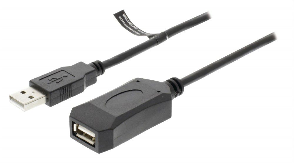 USB2.0 Hosszabbító Kábel Aktív A Dugasz - A Aljzat 5.00 m Fekete fotó, illusztráció : VLCRP6005