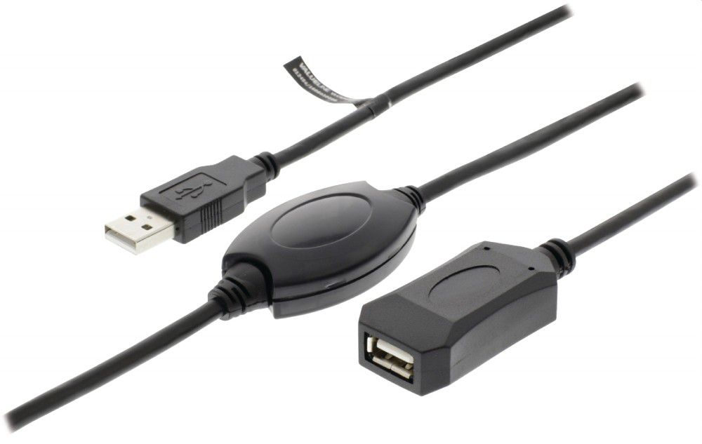 USB2.0 Hosszabbító Kábel Aktív A Dugasz - A Aljzat 20.0 m Fekete fotó, illusztráció : VLCRP6020