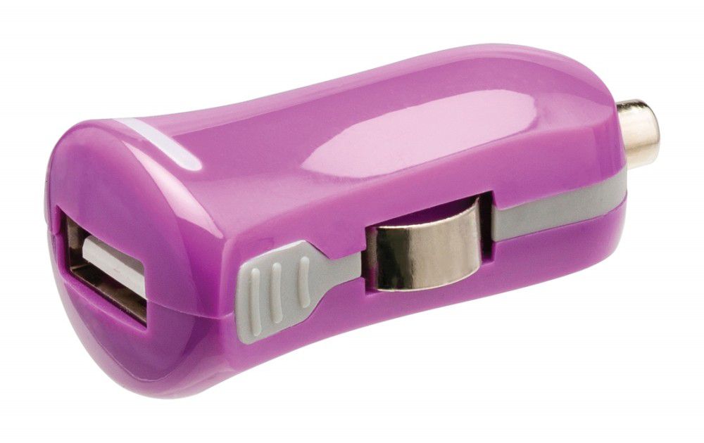 USB autós töltő: 2,1 A, USB A aljzat – 12 V-os szivargyújtó-csatlakozó, lila fotó, illusztráció : VLMP11950U