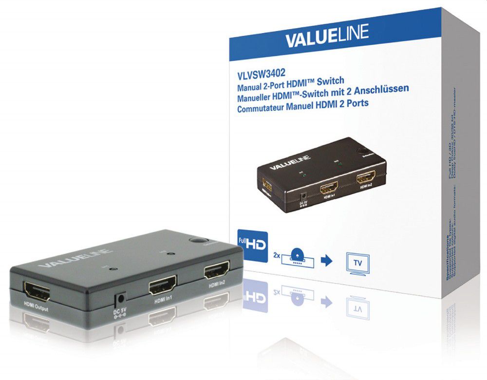 HDMI Kapcsoló 2-Port Fekete fotó, illusztráció : VLVSW3402