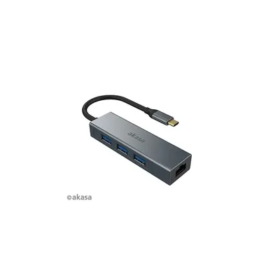 USB Type-C átalakító 3 x USB Type-A + Ethernet port 18cm Akasa AK-CBCA20-18BK fotó