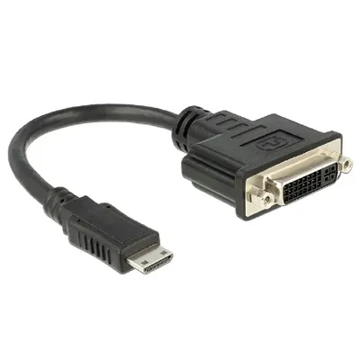 Adapter HDMI Mini-C male > DVI 24+5 female 20cm Delock fekete DELOCK-65564 fotó