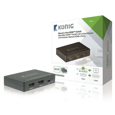 HDMI Kapcsoló 2-Port Sötétszürke KNVSW3402 fotó