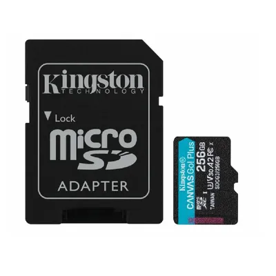 Memória-kártya 256GB SD micro SDXC Class 10 UHS-I U3Kingston Canvas Go! Plus SDCG3/256GB adapterrel SDCG3_256GB fotó