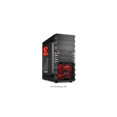 Számítógépház ATX mATX mITX 2x120mm LED 2xUSB3.0 I O SHARKOON VG4-W Red fekete vörös belső ablakos alsó táp SHARK-4044951016204 fotó