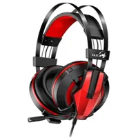 Fejhallgató USB Genius HS-G710V fekete-piros gamer mikrofonos headset illusztráció, fotó 2