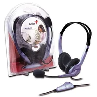 Fejhallgató 3,5mm Jack Genius HS-04S fekete headset illusztráció, fotó 1
