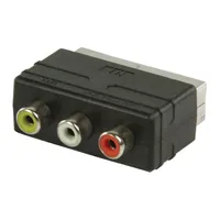 SCART - RCA bemenet adapter, SCART apa - 3x RCA anya, fekete illusztráció, fotó 1