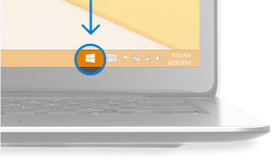 A tálca jobb szélén kattintson a Windows ikonra.