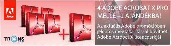 Az aktuális Adobe promócióban jelentős megtakarítással bővíteti Adobe Acrobat licencparkját, ugyanis most 4 db Adobe Acrobat X licencet fizet és 5-öt kap!