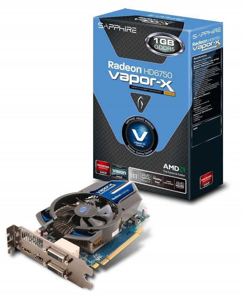 PCI-E AMD HD6750 Vapor-X 1024MB DDR5, 128bit, 710/4640MHz, 2xDVI, DP, HDMI, Dua fotó, illusztráció : 111860820G