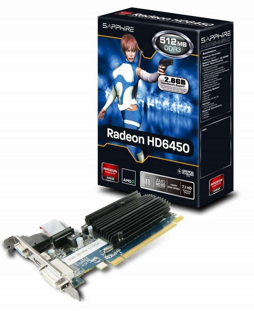 PCI-E Ati HD6450 512MB DDR3, 64bit, 625/1334MHz, Dsub, DP, HDMI, Low Profile, P fotó, illusztráció : 111900420G