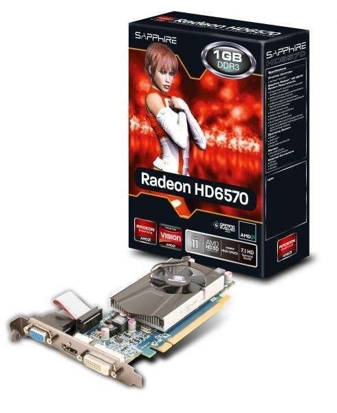 PCI-E AMD HD6570 1024MB DDR3, 128bit, 650/1800MHz, DVI, Dsub, HDMI, Low Profile fotó, illusztráció : 11191-00-20G
