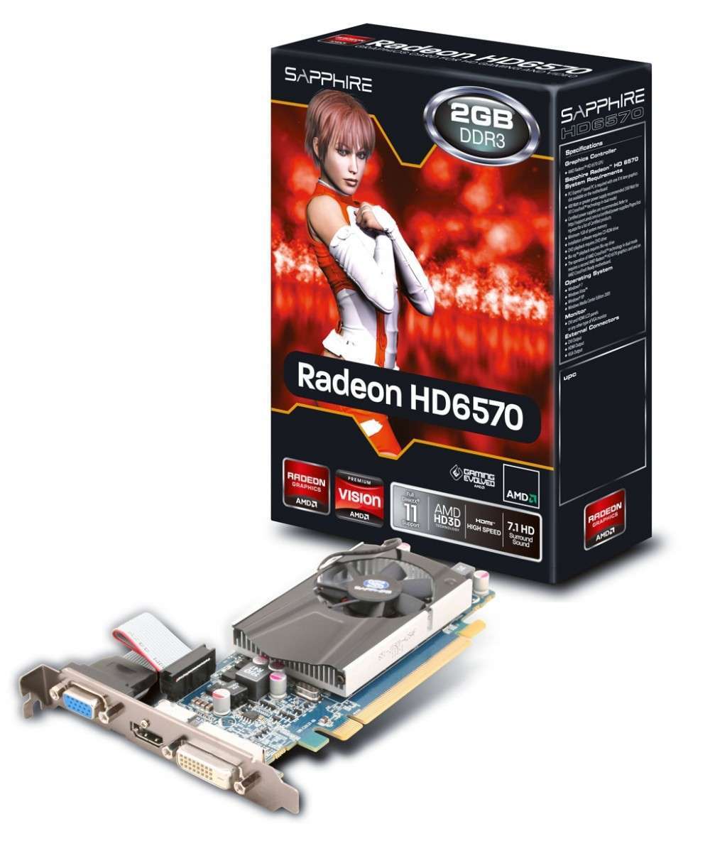 HD6570 2G DDR3 PCI-E HDMI / DVI-D / VGA ROHS LITE AMD DDR3 2GB 128bit PCIe low fotó, illusztráció : 11191-02-20G