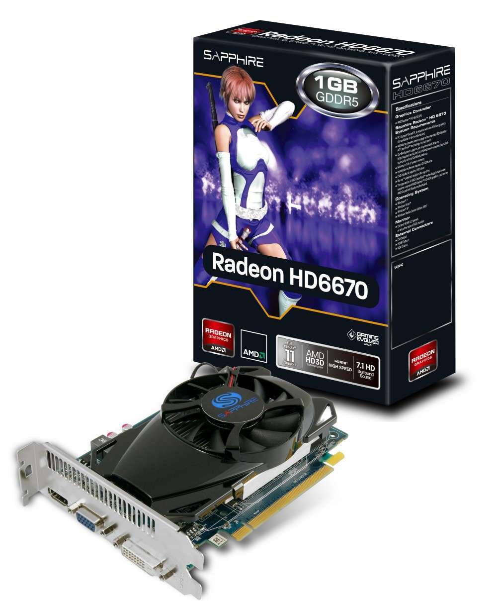 HD6670 1G GDDR5 PCI-E HDMI / DVI-D / VGA AMD GDDR5 1GB 128bit PCIe videokártya fotó, illusztráció : 11192-14-20G