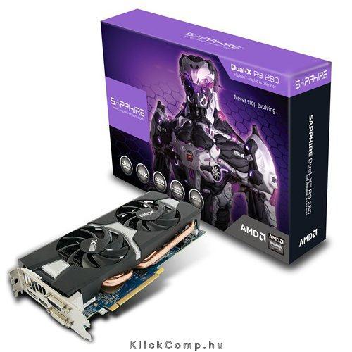 VC AMD Radeon R9 280 3G GDDR5 PCI-E DVI-I / DVI-D / HDMI / DP DUAL-X WITH BOOST fotó, illusztráció : 11230-00-20G