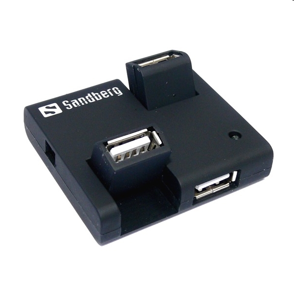USB HUB 4 portos fekete, kihajtható csatlakozók, 1,2m kábel Sandberg - Már nem fotó, illusztráció : 133-67