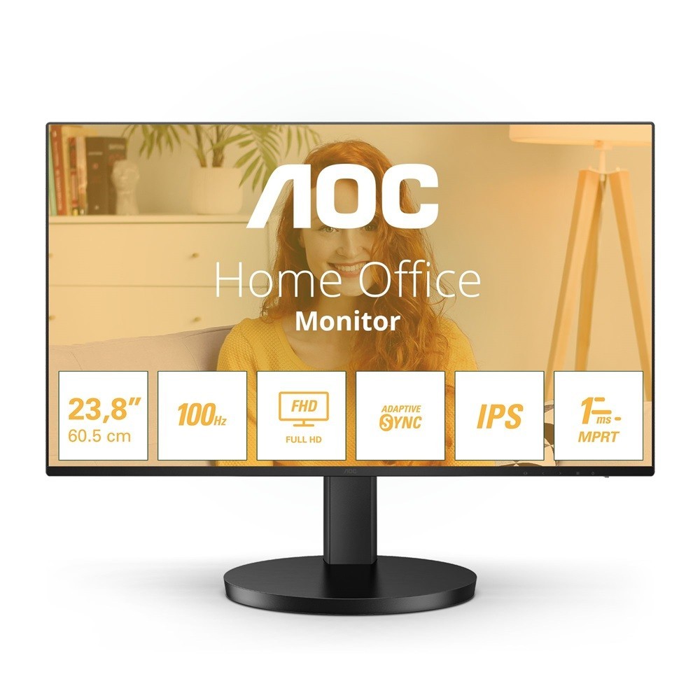 Monitor 23.8  FHD 1920x1080 IPS 1ms VGA HDMI hangszóró 100Hz AOC 24B3HA2 fotó, illusztráció : 24B3HA2