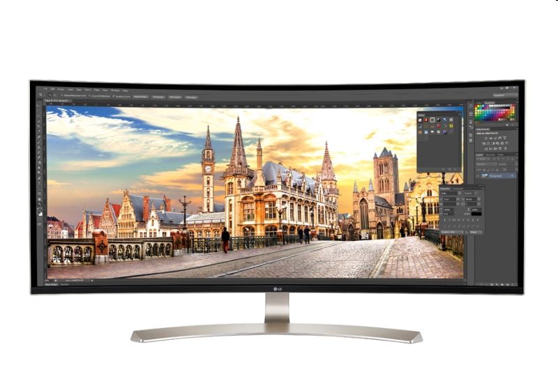 Monitor 38  QHD+ 3840x1600 IPS Ívelt FreeSync HDMI DP USB3 Speaker LG 38UC99-W fotó, illusztráció : 38UC99-W