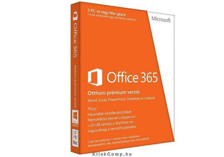 Office 365 Home Premium 32/64 Hungarian Subscr 1YR Eurozone Medialess fotó, illusztráció : 6GQ-00162