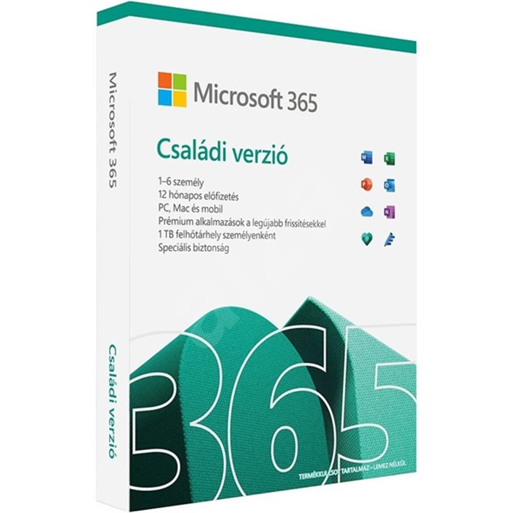 Microsoft Office Office 365 Family 32/64bit magyar 1-6 felhasználó 1évre fotó, illusztráció : 6GQ-01585