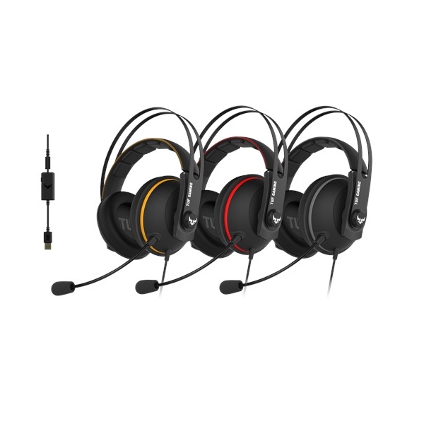 Fejhallgató ASUS TUF GAMING H7 Fekete-sárga Gamer Headset fotó, illusztráció : 90YH01MY-B8UA00