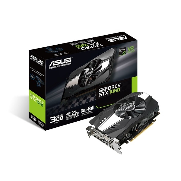 VGA GTX1060 192bit PCIe ASUS PH-GTX1060-3G nVidia 3GB GDDR5 videokártya fotó, illusztráció : 90YV0A64-M0NA00