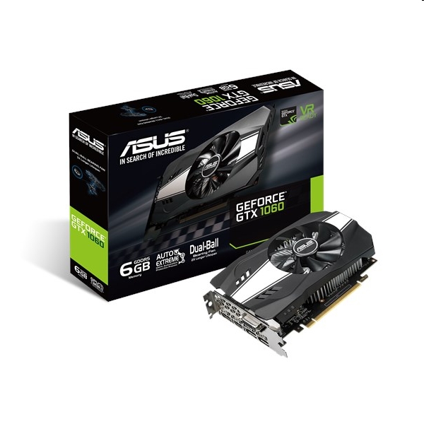 VGA GTX1060 6GB GDDR5 192bit ASUS PH-GTX1060-6G nVidia PCIe videokártya fotó, illusztráció : 90YV0A68-M0NA00