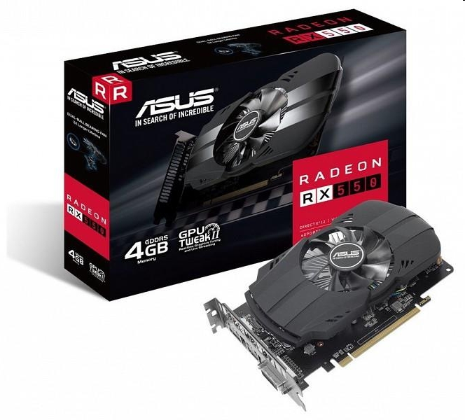 VGA RX550 4GB GDDR5 128bit ASUS PH-RX550-4G-M7 AMD PCIe videokártya fotó, illusztráció : 90YV0AG4-M0NA00