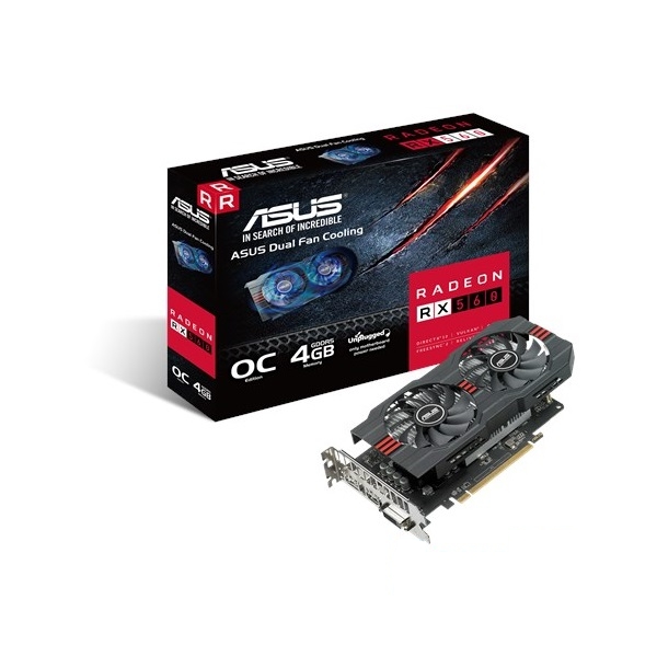 VGA RX560 4GB GDDR5 128bit ASUS RX560-O4G AMD PCI-E videokártya fotó, illusztráció : 90YV0AH4-M0NA00
