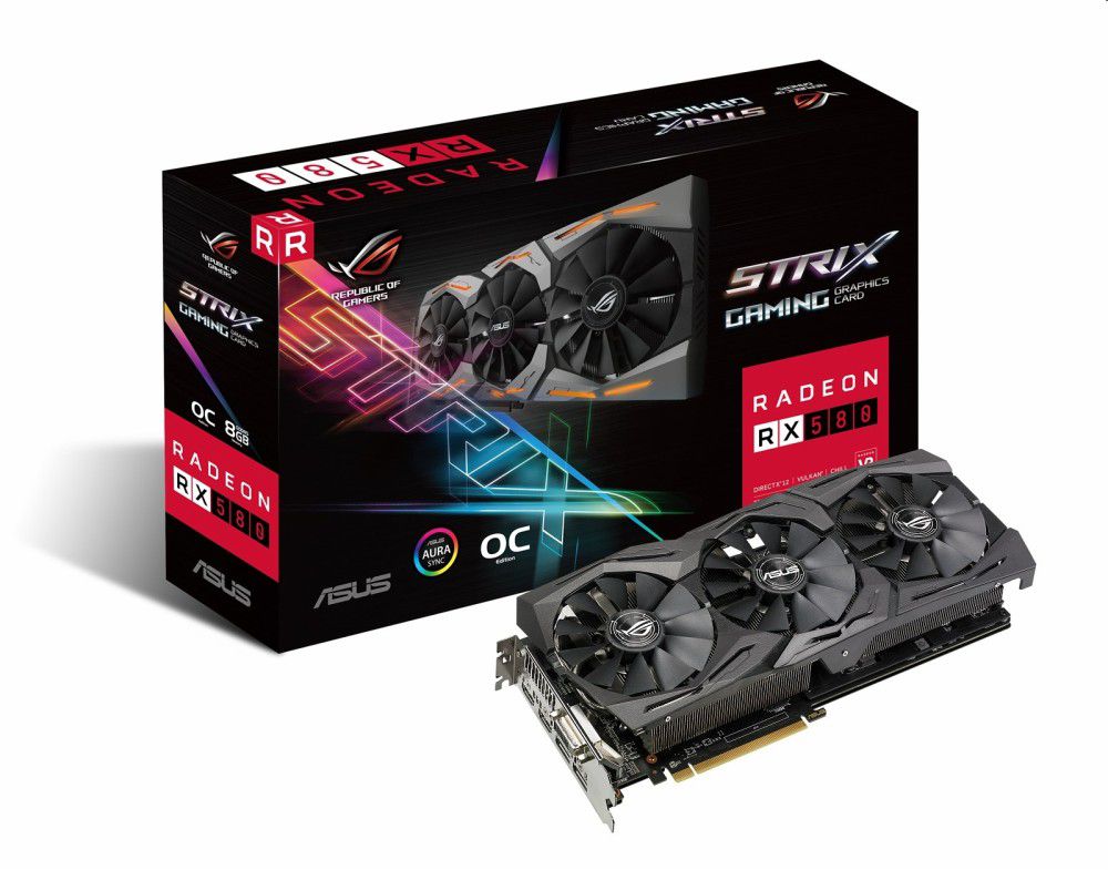 VGA RX580 8GB GDDR5 256bit PCI-E AMD videokártya ASUS ROG-STRIX-RX580-O8G-GAMIN fotó, illusztráció : 90YV0AK0-M0NA00