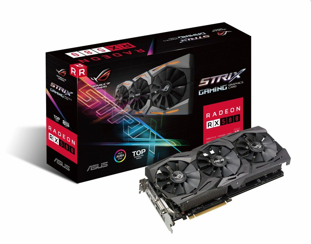 VGA RX580 8GB GDDR5 256bit PCI-E AMD videokártya ASUS ROG-STRIX-RX580-T8G-GAMIN fotó, illusztráció : 90YV0AK1-M0NA00