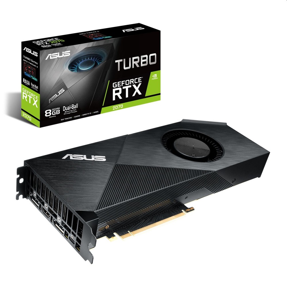VGA RTX2070 8GB GDDR6 256bit ASUS TURBO-RTX2070-8G nVidia PCIe videokártya fotó, illusztráció : 90YV0C80-M0NA00