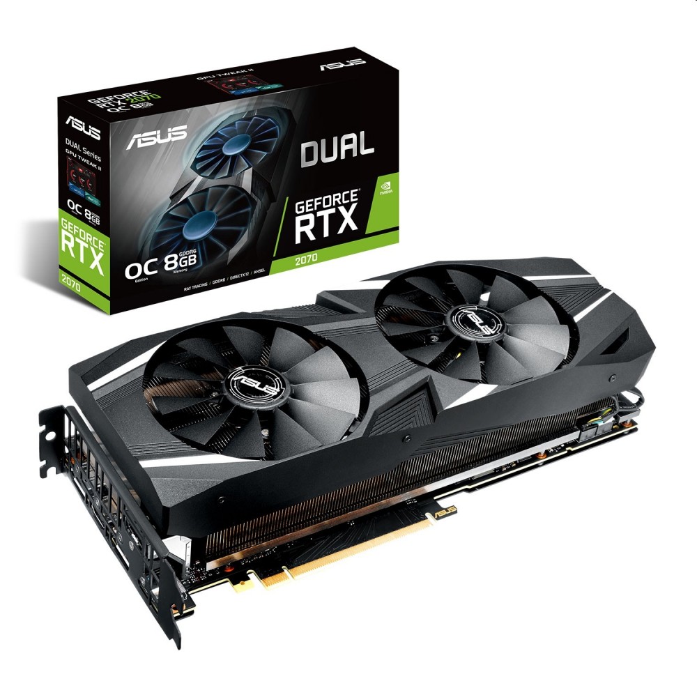 VGA Kártya VGA RTX2070 8GB GDDR6 256bit ASUS DUAL-RTX2070-O8G nVidia PCIe video fotó, illusztráció : 90YV0C82-M0NA00