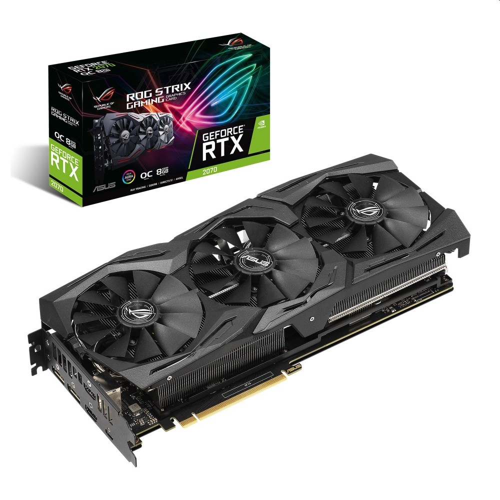VGA RTX2070 8GB GDDR6 256bit ASUS ROG-STRIX-RTX2070-O8G-GAMING nVidia PCIe vide fotó, illusztráció : 90YV0C90-M0NA00