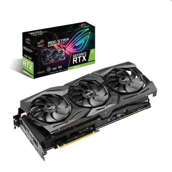 VGA RTX2080 352bit PCIe ASUS ROG STRIX RTX2080TI A11G GAMING nVidia 11GB GDDR6 fotó, illusztráció : 90YV0CC1-M0NM00